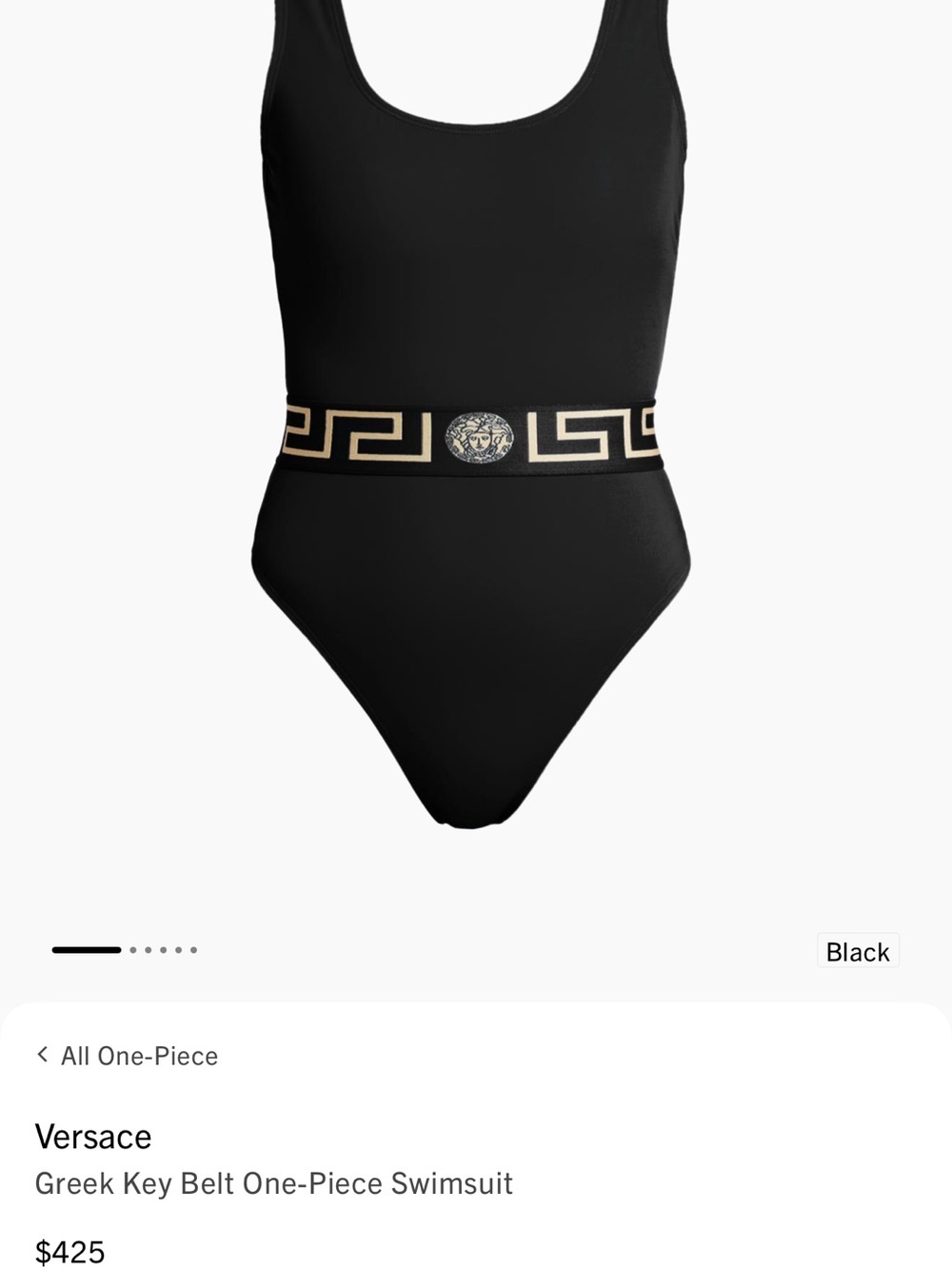 Versace Black One-Piece Swimsuit with Gold Greek Key Belt